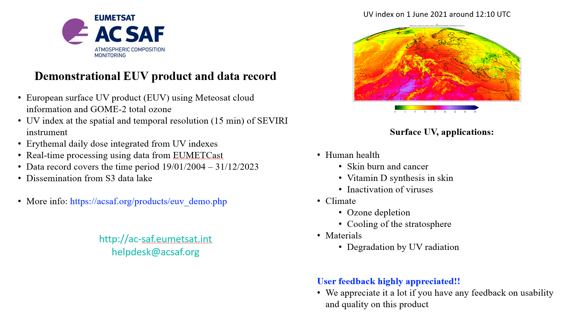 Sample image of European UV product