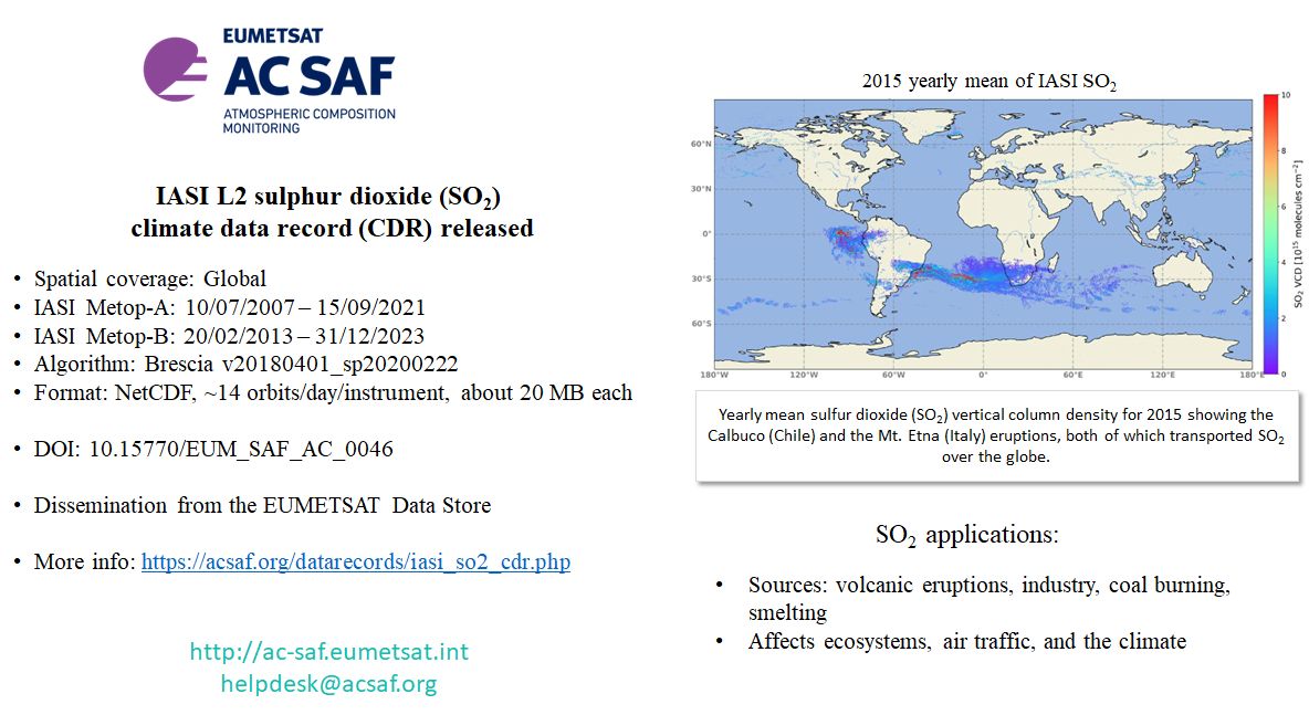 Release image of IASI L2 SO2 CDR